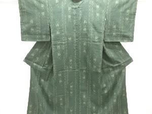 クリスマスセール大特価品　未使用品　幾何学に唐草模様織り出し本塩沢着物